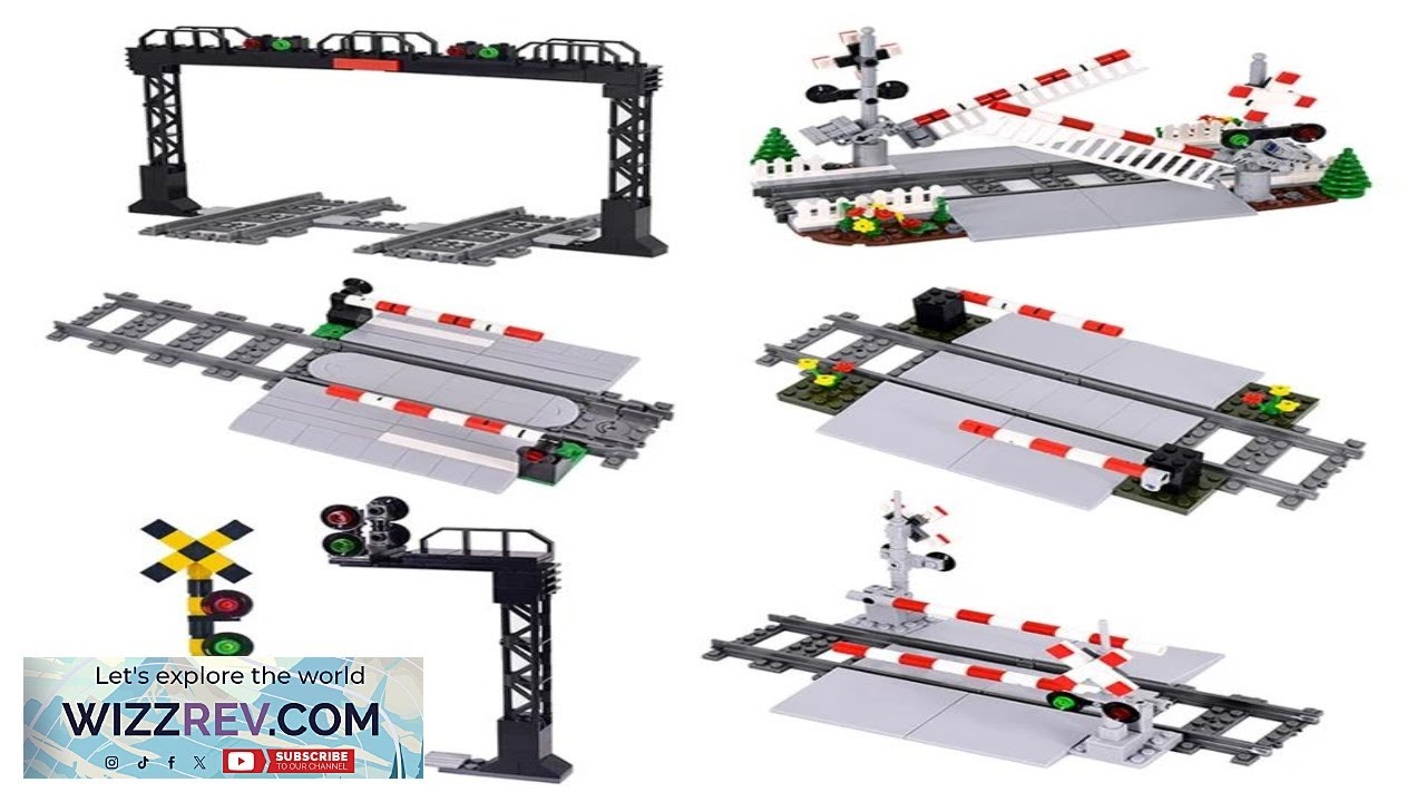 MOC Creative Expert Городской поезд Светофор Рельсы Переезд Железнодорожный экспресс Кирпичи