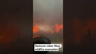 A driver captures their evacuation on dashcam video. They drive through smoky streets. #maui #hawaii