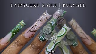 FAIRYCORE POLYGEL NAILS🧚🌿🫧 3D Nail Art + Dried Flowers | Taurus Inspired Nails