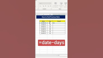 How to find Previous date😮 #msexcel #excel #shortsvideo #shorts #date #computer #eca #tricks