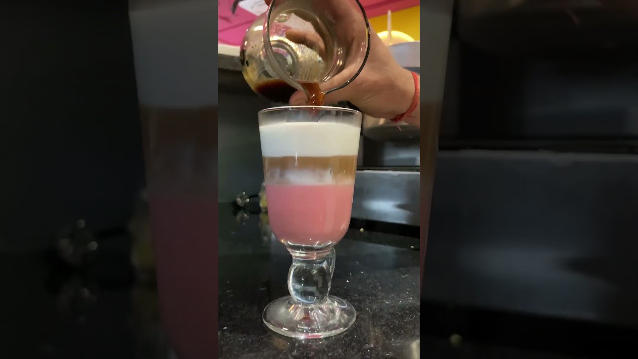 Red velvet cold cappuccino  with frothy coffee 😋