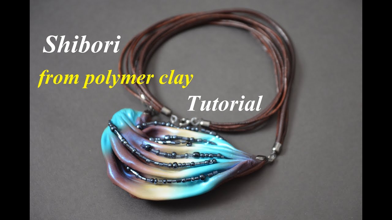 very unusual polymer clay pendant FIMO Tutorial SHIBORI technique имитация шибори полимерная глина