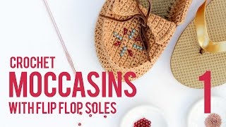 Crochet Shoes with Flip Flop Soles - Moccasins  Part 1 screenshot 2