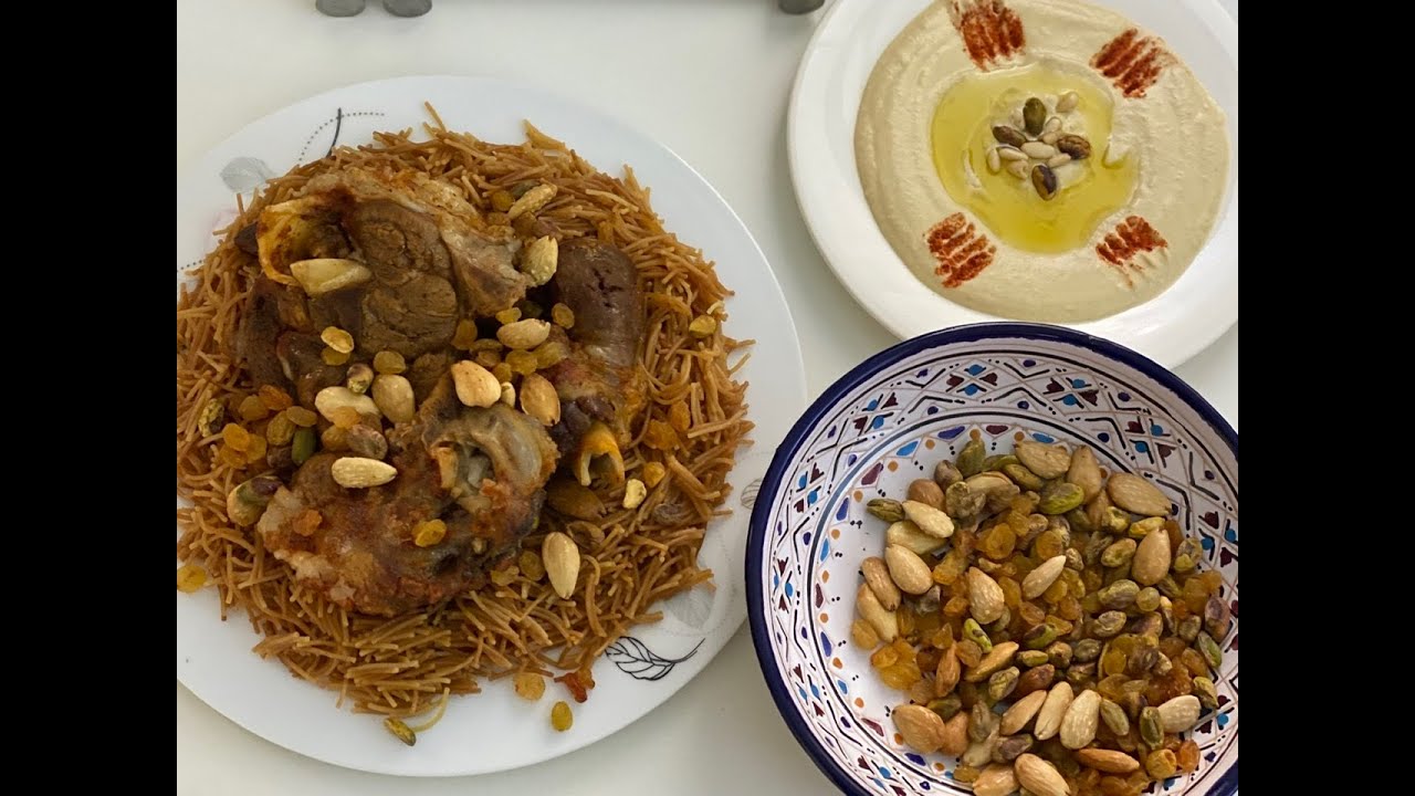 مكرونة شعيرية بالطريقة الليبية| مكرونة بلاو و سلطة الحمص الشامية