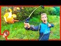 Axel shoots a flaming arrow