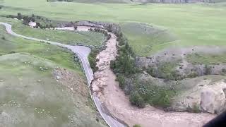 Video shows road destroyed in Yellowstone as tourists remain trapped in area