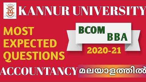 Kannur university|2nd year BCOM/BBA|Expected questions|2021|Accountancy