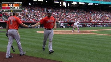 HOU@LAA: Gattis crosses the plate on a double play