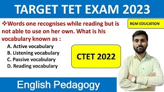 ENGLISH PEDAGOGY CTET 2022 || TET EXAM MODEL QUESTION PAPER || PRIMARY TET 2023 || RGM EDUCATION