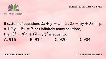 If the system of equations 2x+y-z=5, 2x-5y+Lemda.z=mu, x+2y-5z=7 has infinitely many solutions
