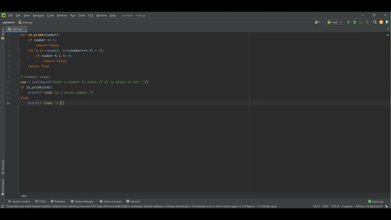How to create a python code to check if a number is prime youtube