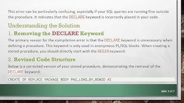 Resolving Compilation Errors in Oracle PL/SQL: Understanding the DECLARE Statement