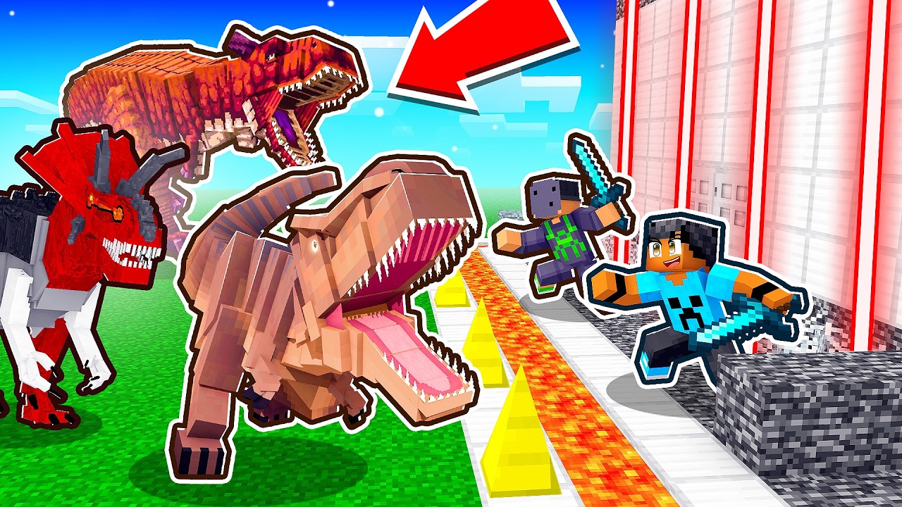 Base Segura Contra DINOSSAUROS para Salvar Familia no Minecraft