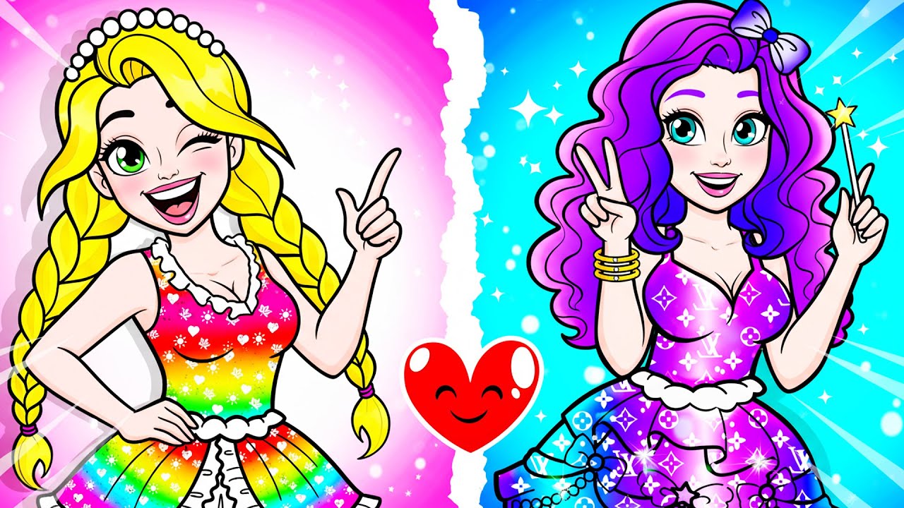 💖Paper Dolls💖 Beautiful Rapunzel and Princess Swapped Outfits In Love Contest - Rapunzel Family