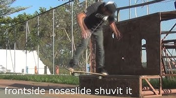 skateboarding: frontside noseslide shuvit it