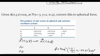 Transforming Vector in Cartesian Form to Spherical Form Example