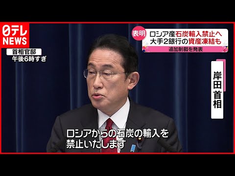 【岸田総理】ロシア産石炭の輸入禁止へ  追加制裁を発表