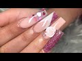 Valentine’s Day Nails | 3D Acrylic Rose | Full Process | Acrylic Nails Tutorial