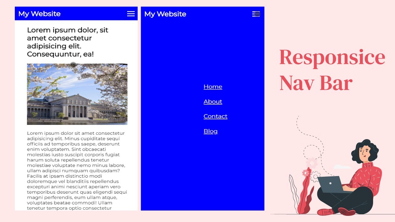 Responsive Navbar using html, css and javascript - YouTube