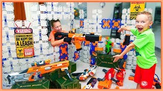 NERF Bunker Battle Royale! Ultimate NERF Forts from BLASTER BOARDS vs Nerf screenshot 5