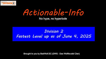 Division 2 - Fastest level up method