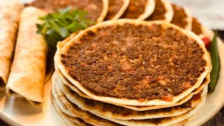 #لحم_بعجين (صفيحة) عالطريقة التركية طعم عالمي/ خليها جاهزة بالفريزة لرمضان/ lahmacun / أم سلمى حمص