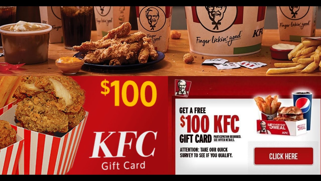 KFC Gift Card get free 100 YouTube