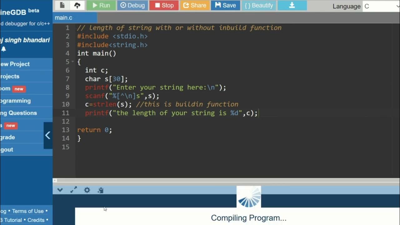 How to take length of a string with or without using inbuilt function ...