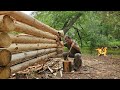 building a tiny rustic wilderness log cabin. ( Episode 6)