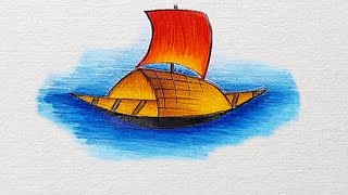 🎨🖍️Boat Drawing |  How to draw a boat with colour easy step by step drawing for beginner