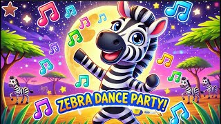 🦓 Zebra Dance Party!  Fun Kids Song  Learn Colors & Animals