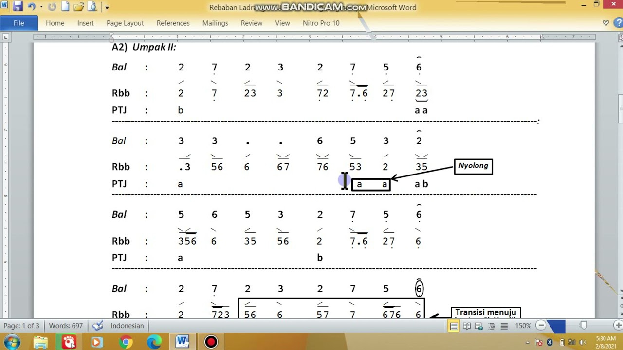 (14c) Rebaban Ladrang Wilujeng Pelog  Barang Notasi dan Cara Membacanya (Kelas Kajian Instrumen II)