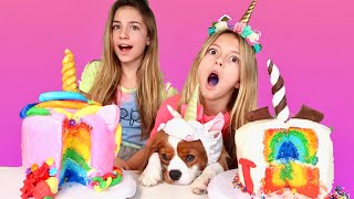 CAKE CHALLENGE  | Rainbow Unicorn |  How to | Quinn Sisters