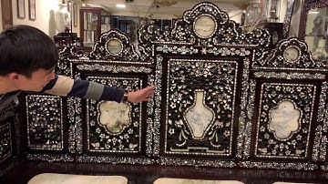 Giường Khảm Ốc Cổ Xưa Ngũ Sơn Đẹp - Trường Kỷ Cổ Đồ - Sập Gụ Tủ Chè - Tủ Bày Đồ - Tràng Kỷ Lối Xưa