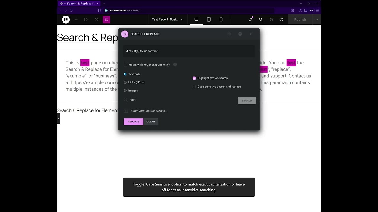Search & Replace for Elementor - Find Replace in Page Builder