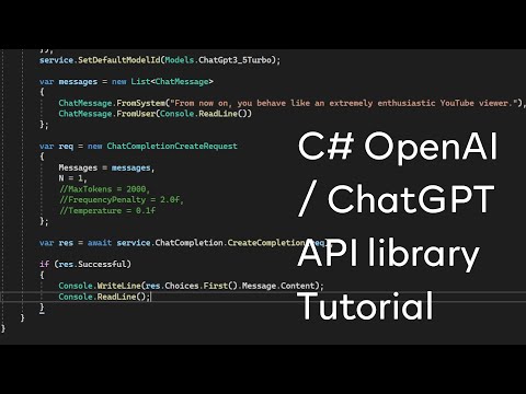 C# - OpenAI / ChatGPT API library Tutorial
