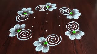 2 beautiful daily kolams (5×3) dot's...easy rangoli