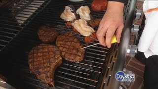 Grillmaster john kim from longhorn steakhouse grills up a great steak
and lobster out on the patio!