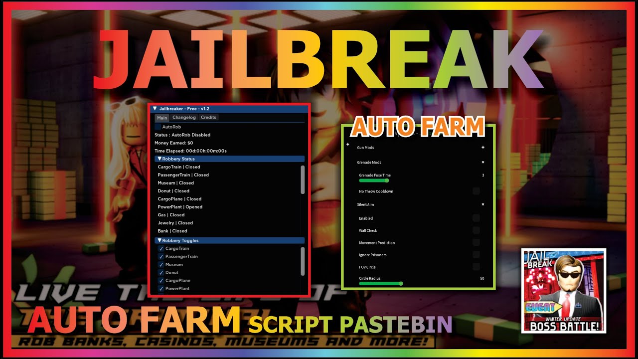 JAILBREAK Script Pastebin 2022 AUTO FARM FLY AIMBOT & MORE (WORK