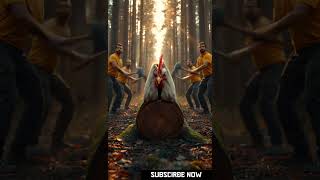 Cute hen rescued from tree log 🐔✨ #animalshorts  #funnychickenvideos  #shorts2025