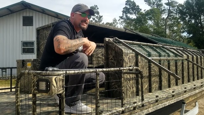 Putting Joseph Stern Raffia Grass On The DIY Duck Boat Blind (Step