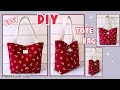 Easy Diy Simple Tote Bag Sewing Tutorial | How to Make Cute Shopping Bag | วิธีทำกระเป๋าผ้าแบบง่าย ๆ