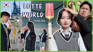 [VLOG]𐙚 ࣪ 🇰🇷 KORE'DE LUNAPARK 🎡 Lotte WorldㅣKore Okul Forması 🎠🍭  Ep.6