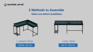 SUPERJARE Reversible Computer Desk (L-shaped & Long Desk) Installation Video