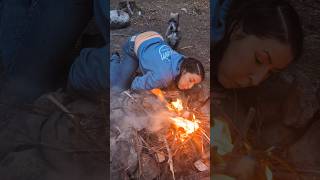She starts her fires with WHAT #bushcraft #outdoorskills #survivalskills #outdoors #greatpnw #camp