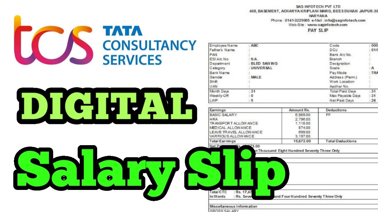TCS Digital Salary Slip Freshers TCS Salary For Freshers New Telugu Programmer YouTube
