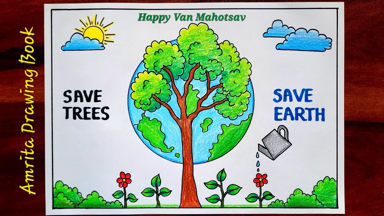 Save Nature Save Earth Drawing  Van Mahotsav Drawing  Save Tree Save  Earth Pencil Drawing  Save earth drawing Earth drawings Save tree save  earth