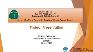 Public Meeting for PCH Repavement Project in Santa Monica to Malibu — March 27, 2025