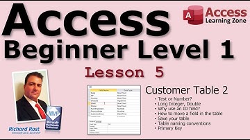 Microsoft Access Beginner 1, Lesson 05: Customer Table, Part 2. For Access 2016, 2019, 365 Tutorial