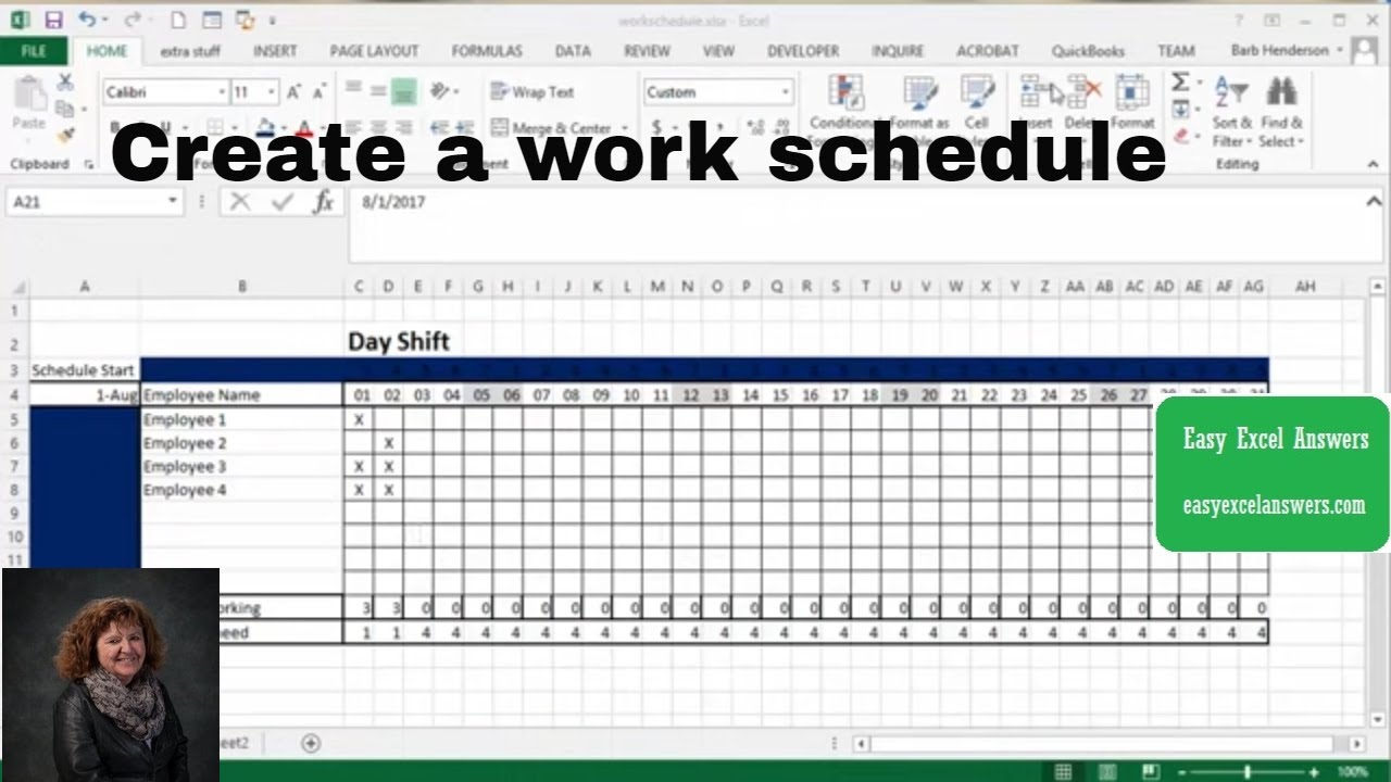 Daily Work Schedule Chart